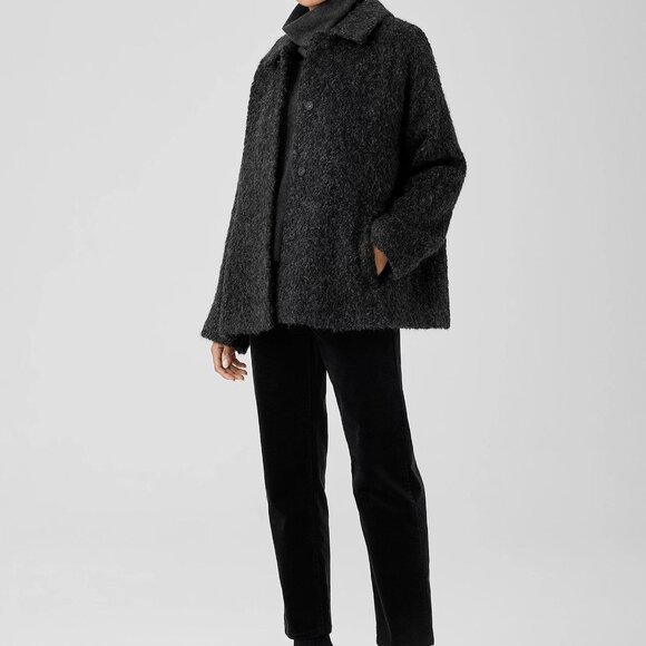 Eileen Fisher NWT s. L Alpaca Boucle Classic Collar Short Coat - Picture 6 of 6